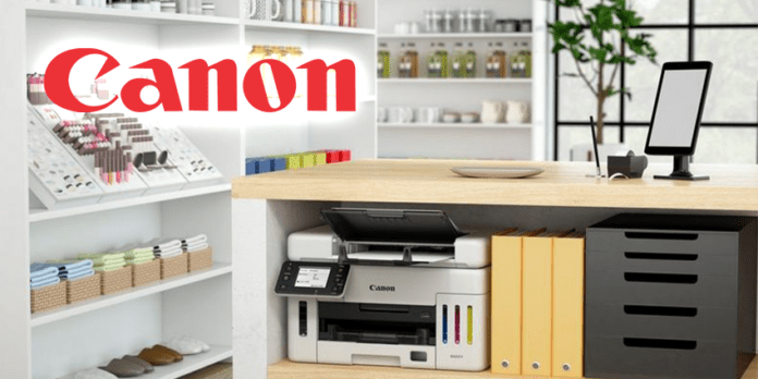 Canon MAXIFY GX6550 printer in a compact office setting
